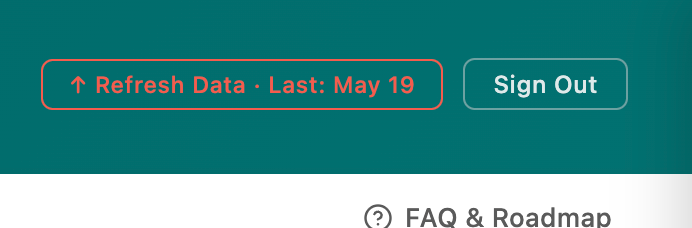 Dashboard top-right corner showing the Refresh Data button